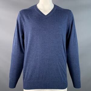 RODD & GUNN Size XL Blue Heather Knit Merino Wool Long Sleeve V-Neck Sweater